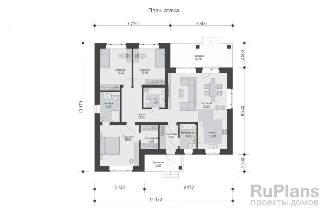 План этажа проекта RuPlans Rg6092